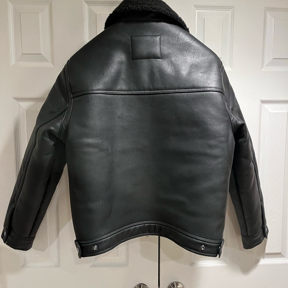 Abercrombie & Fitch Cropped Vegan Leather Jacket - Brown/Black / Medium - NWT - Picture 2 of 13